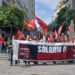 Cabecera de la marcha que ha recorrido el centro / FOTO: CCOO