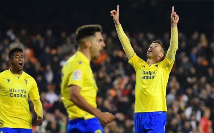 Celebrando el gol de Rubén Alcaraz / FOTO: Cádiz CF