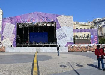 Todo listo en San Antonio, uno de los epicentros de la fiesta / FOTO: Eulogio García