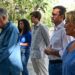 Un momento de la convocatoria de prensa celebrada en la plaza Mina / FOTO: Eulogio García