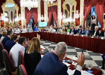 Gobierno y oposición votando lo mismo en uno de los puntos / FOTO: Eulogio García