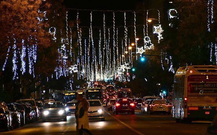 Detalle del alumbrado en la avenida principal / FOTO: Eulogio García