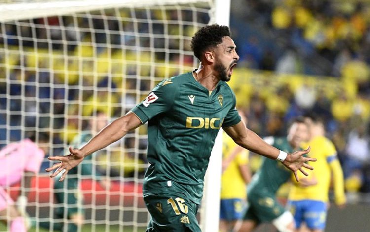 Chris Ramos celebrando su quinto gol / FOTO: Cádiz CF