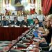 Trabajadores del servicio de ayuda a domicilio presentes en el pleno / FOTO: Eulogio García