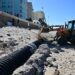 Rematando los últimos trabajos provisionales en el aliviadero / FOTO: Eulogio García