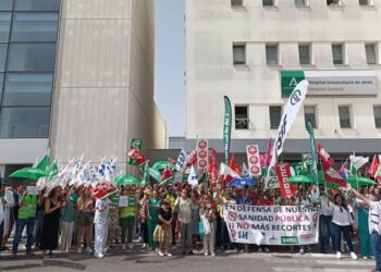 Nutrida protesta a las puertas del hospital / FOTO: SAE