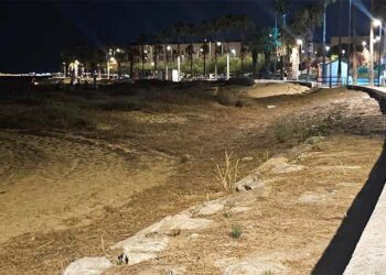 Una de las fotos (nocturnas) que aporta el PSOE para denunciar el estado de las playas