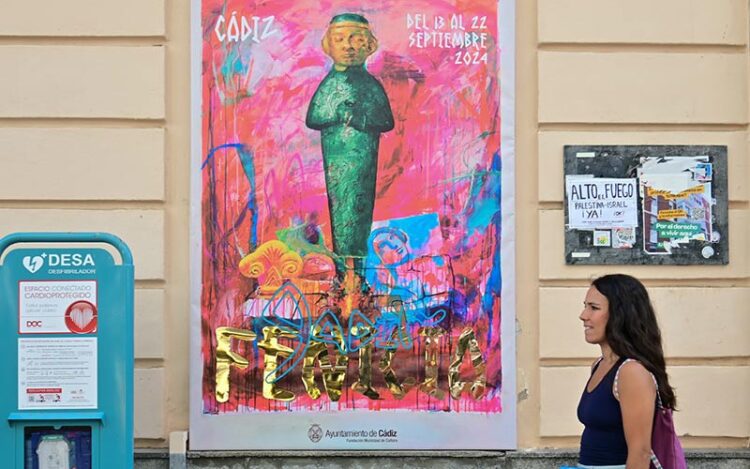 El cartel anunciador en plena calle Ancha / FOTO: Eulogio García