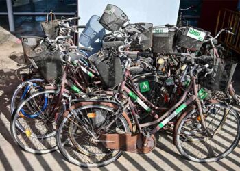 Bicis abandonadas junto a la terminal marítima de la capital / FOTO: Eulogio García