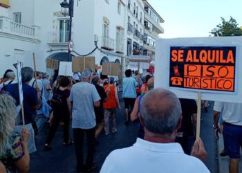 En la manifestación contra la turistificación celebrada este verano / FOTO: IU