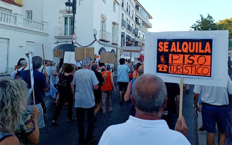 En la manifestación contra la turistificación celebrada este verano / FOTO: IU