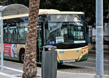 Bus urbano en Cádiz en servicios mínimos / FOTO: Eulogio García