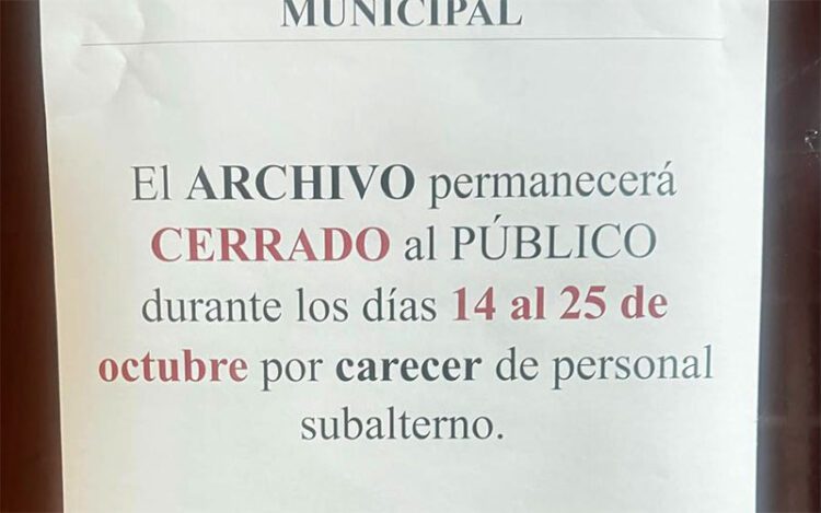 Detalle del cartel en el Archivo Municipal / FOTO: Autonomía Obrera