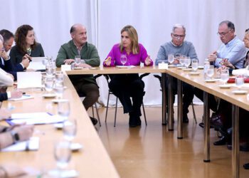 Una de las reuniones informativas con representantes sindicales / FOTO: Diputación