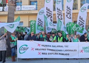 Delegados sindicales frente a la Subdelegación / FOTO: CSIF