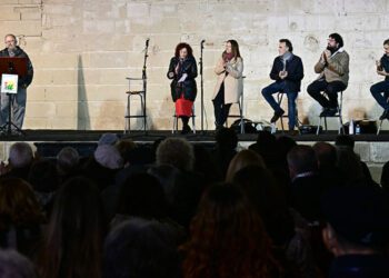 Un momento del acto político-cultural de IU en el Monasterio de la Victoria / FOTO: Eulogio García