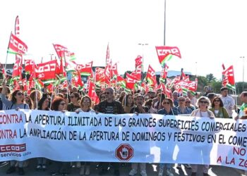 Protesta de CCOO frente a la apertura ilimitada de los centros comerciales / FOTO: CCOO